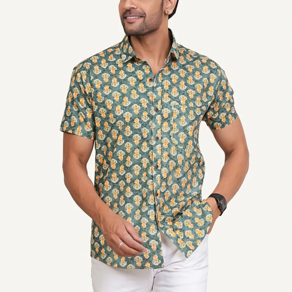 green shirt for men buy online printed