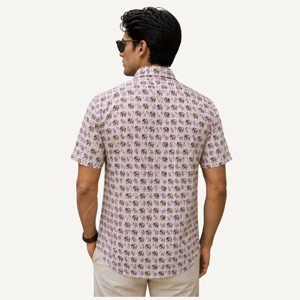 pink printed shirt for men