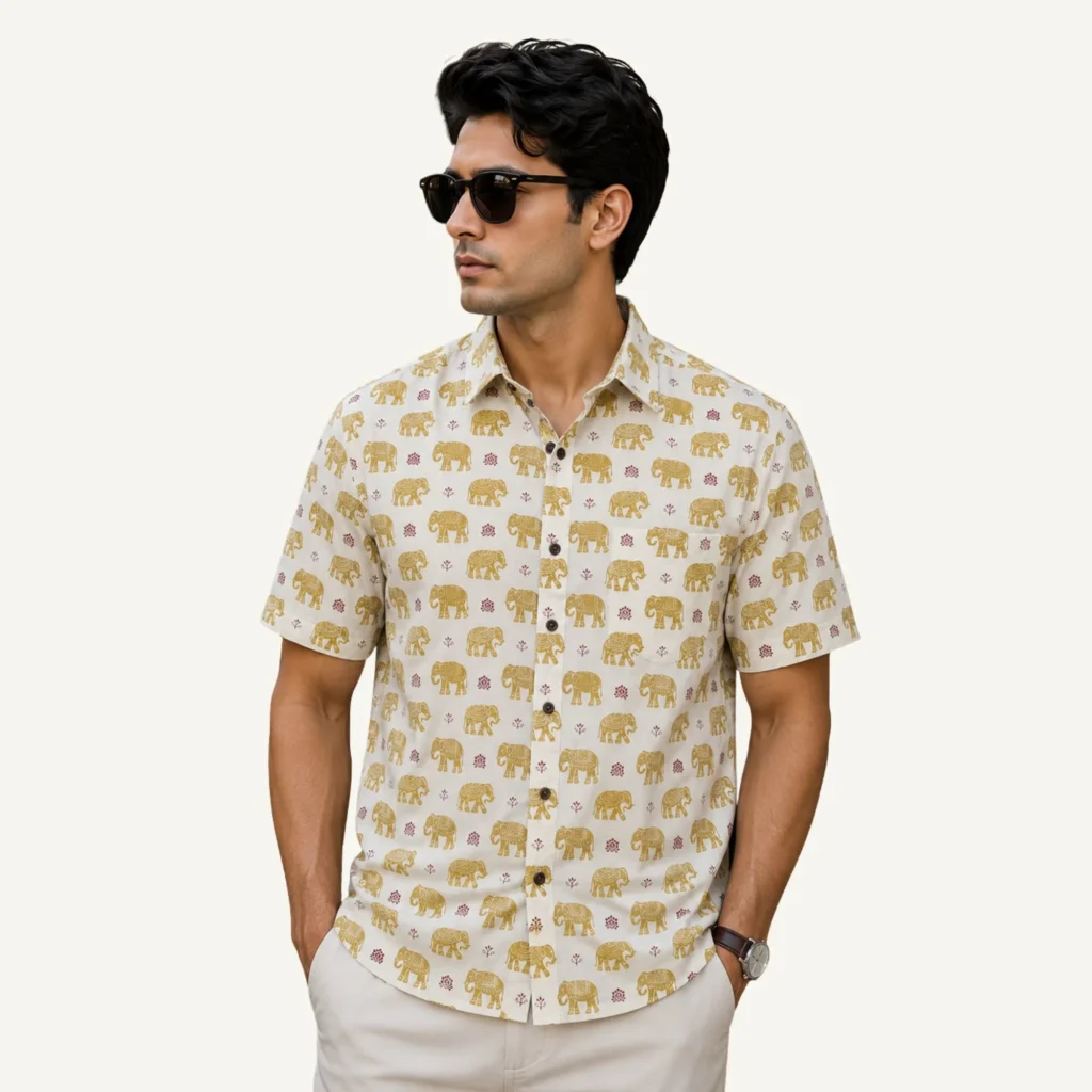 yellow shirt for men printed cotton shirt for men printed men gift for men