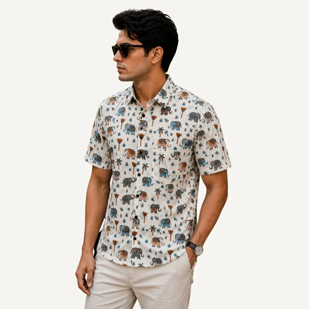 theclassicot printed shirt for men elephant print pure cotton premium stylish branded new