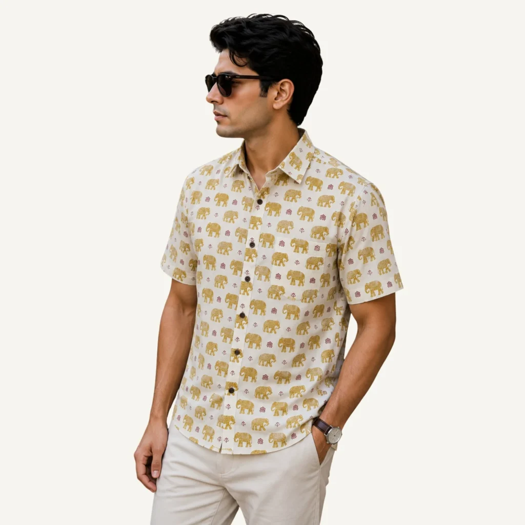 yellow shirt for men printed cotton shirt for men printed men gift for men