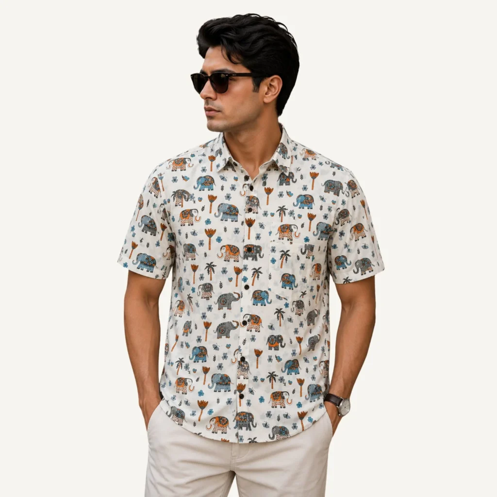theclassicot printed shirt for men elephant print pure cotton premium stylish branded new