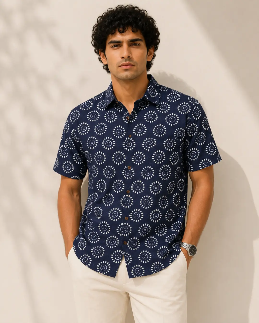 blue printed shirt for men cotton half sleeves jaipuri printed shirt for men half sleeves | the classicot cotton shirt for men half sleeves jaipuri printed