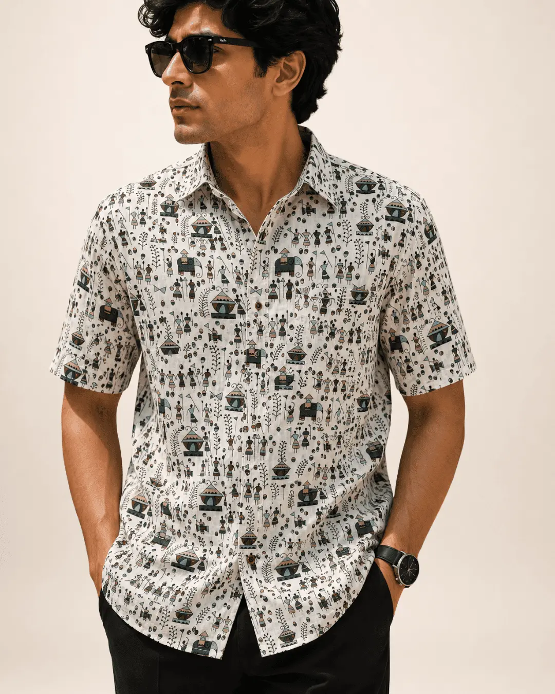 Cotton shirt for men printed gift for men boys warli art premium cotton monsoon shirt