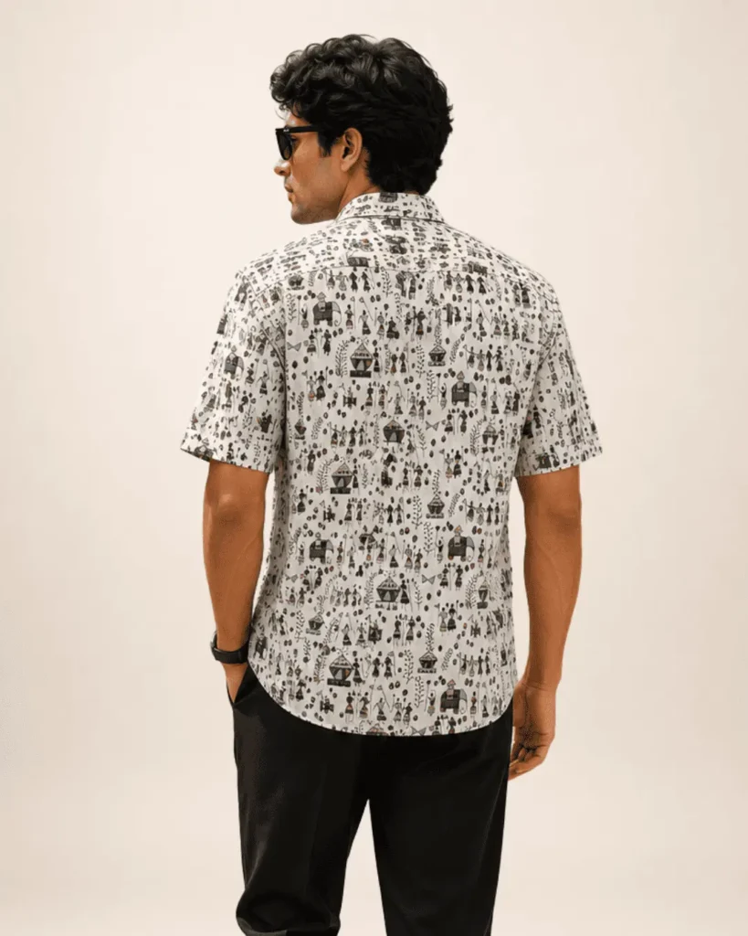 Cotton shirt for men printed gift for men boys warli art premium cotton monsoon shirt